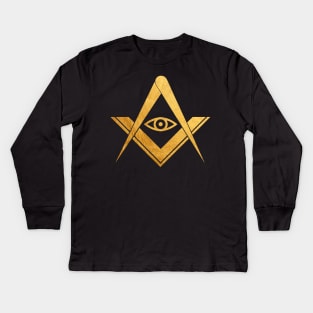 Freemasonic Gold All seeing eye Symbol Kids Long Sleeve T-Shirt